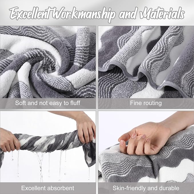 SmoothNovelty 8 Pack Microfiber Bath Towels Bulk 27'' x 60'' Oversized Bath Towel Highly Absorbent Extra Large Shower Sheets Soft Drying for Beach Pool Bathroom Salon Party(Grey) - Image 3