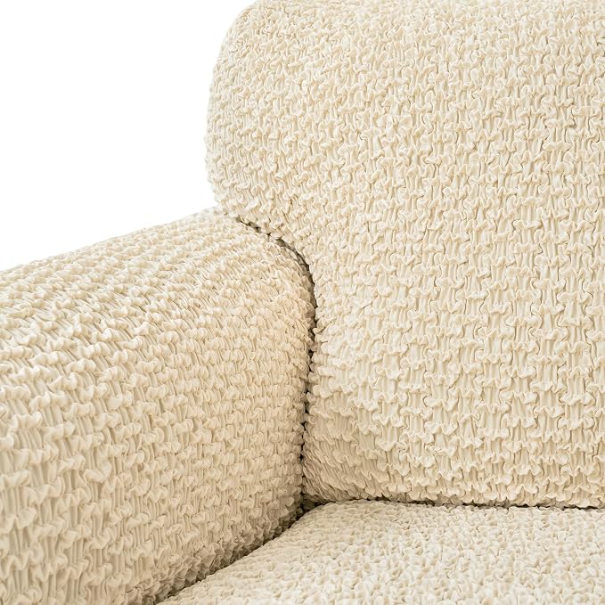 PAULTO BY GA.I.CO. Stretch Sofa Slipcovers – Soft Elastic Fabric Couch Cover for Armchair Loveseat 3-Seater & 4-Seater Sofa Cover – Non-Slip Furniture Protector Washable - Cream (64"-85" Wide) - Image 6