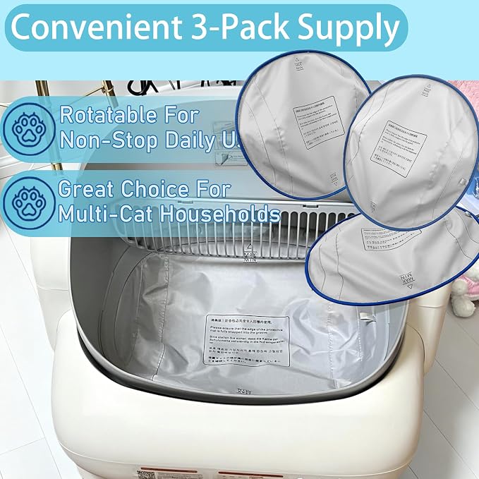 Cat Litter Box Liners for PARUUNTYS Self Cleaning Litter Box | Absorbent Waterproof Scratch-Resistant Cat Litter Pad Compatible with KITPLUS Self Cleaning Litter Box, 3PCS - Image 6