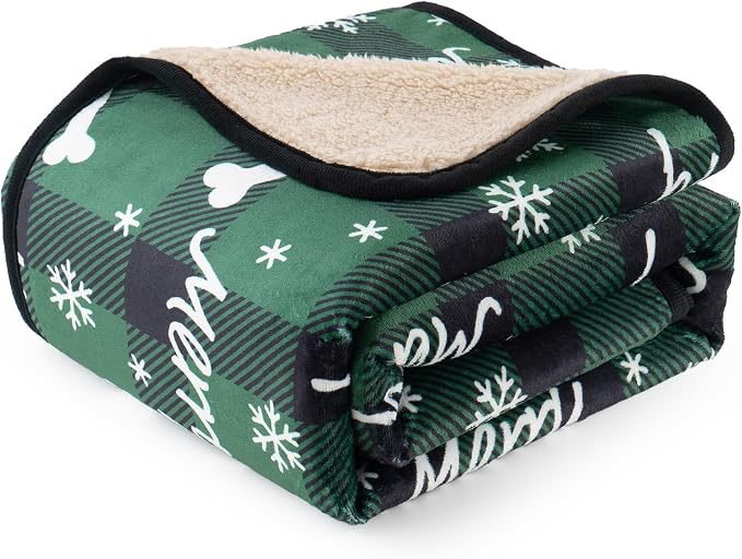 Waterproof Dog Blankets Pet Blanket 50"x60", Soft Fluffy Sofa Car Bed Protector, Reversible Sherpa Fleece Dog Blanket for Large Dogs Christmas Decor(Christmas Green) by CAPTSNOOZE