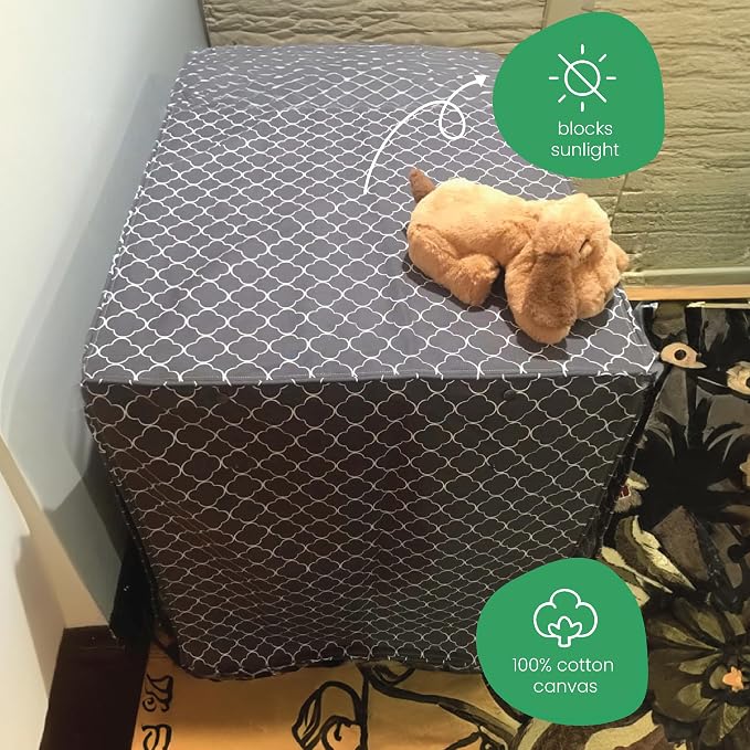Molly Mutt Clark Gable Dog Crate Cover, 100% Cotton Canvas Cover with 2 Roll-Up Panels, Ideal for Dog or Cat Crate, Durable, Washable, and Free of Harmful Chemicals, 24" x 18" x 21" - Image 5