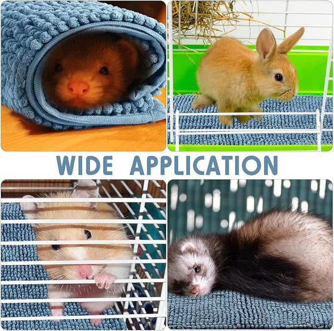 Amylove 4 Pcs Guinea Pig Cage Liner 16 x 24 Inch Washable Chenille Pee Pads Pet Dog Cat Bedding Training Mat Reusable for Small Animals Puppy Bunny Hamster Chinchilla - Image 5