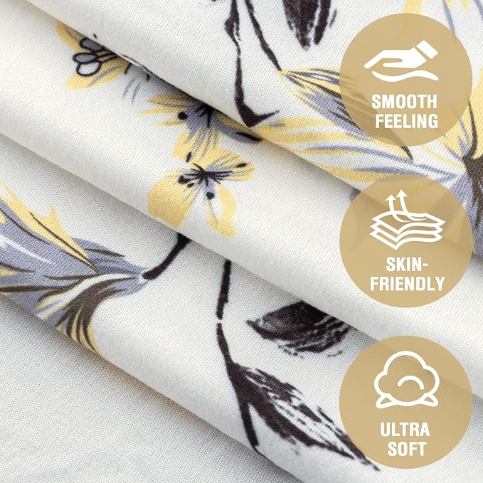 H.VERSAILTEX Printed Loveseat Covers for 2 Cushion Couch High Stretch Sofa Slipcover Soft Skin-Friendly Fabric Sofa Cover for Dogs Washable(Vintage Petal-Yellow,Loveseat) - Image 5