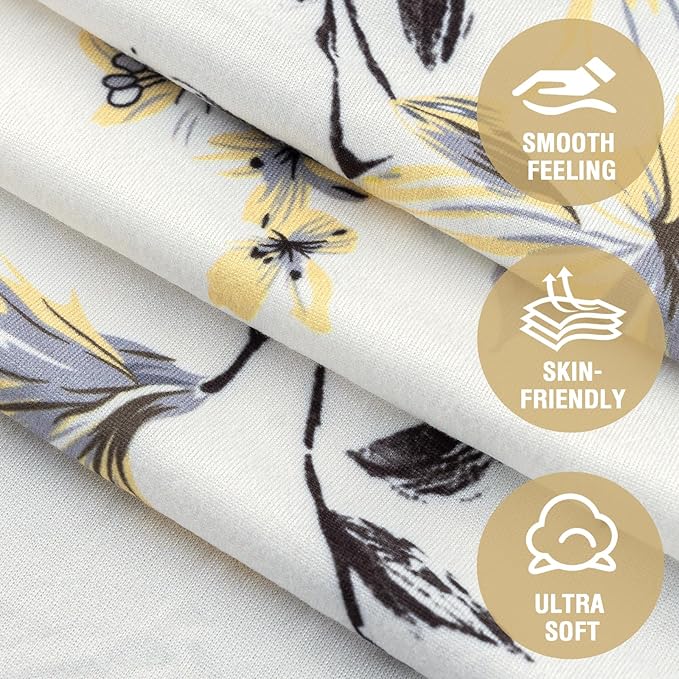 H.VERSAILTEX Floral Pattern Chair Slip Covers Printed Couch Cover Super Soft Fabric High Stretch Sofa Covers Washable Couch Protector for Dogs(Vintage Petal-Yellow,Chair) - Image 5