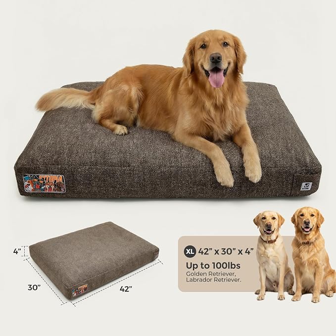 Sytopia 42 Inch Indestructible Durable Dog Beds for Extra Large Dogs, Chew Proof Waterproof Pet Crate Pad with Machine Washable Removable Cover, Great for Indoor, Outdoor, Crate, Patio Use, Brown - Image 6