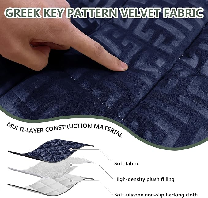 Paw Cart Couch Cover Caravan Quilted Sofa Topper Greek Key Pattern Washable Non Slip Soft Pet Protector for Any Type of Couch (Blue,W 63“ x D 35” 1 Piece) - Image 4