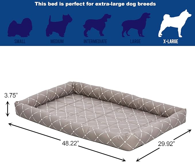 Midwest Homes for Pets 40248-MRD Quiet Time Couture Ashton Bolster Pet Bed, X-Large Dog/48, Mushroom - Image 5