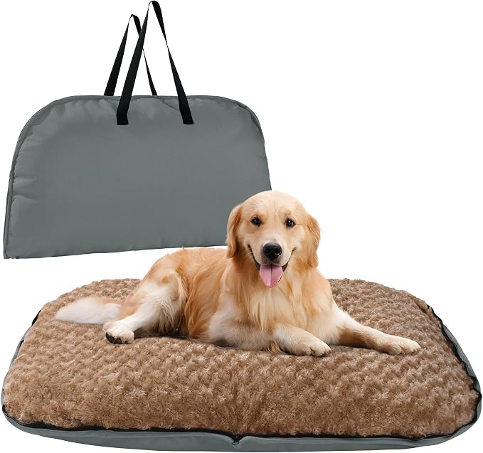 MABOZOO Foldable Travel Dog Bed, Outdoor Camping Dog Bag Bed Pet Pad with Carry Handles, Waterproof Pet Mattress Mat for Small, Medium, and Large Dogs Cats (Gray, 44x32x5 in) by MABOZOO