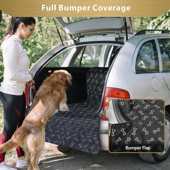 F-color SUV Cargo Liner for Dogs - Heavy Duty Cargo Cover for Mid-Size SUVs | Water Resistant, Bumper Flap, Non-Slip Mat, Car Trunk Dog Car Seat Cover Prevents Scratches Pet Hair Mud Dirt for Sedans Vans - Image 5