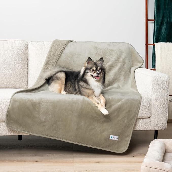PetAmi Premium Waterproof Dog Blanket for Large Dogs, Reversible Sherpa & Flannel Fleece, Leakproof Pet Throw for Couch Protection, Soft Plush Furniture Protector for Cats, Washable, 60x80 Taupe - Image 7