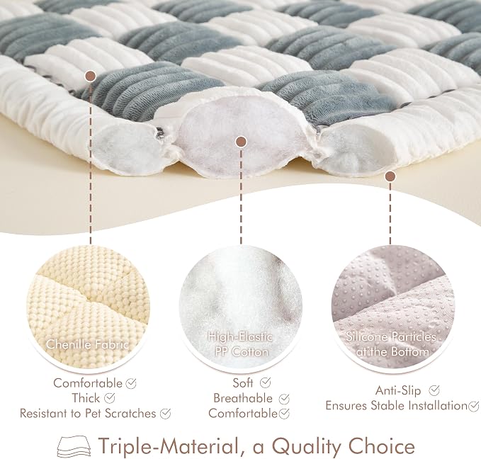Couch Cover for Sofa, Sectional Couch Cover for Dogs, Sofa Cover Washable, Cushion Cover Blanket Pad Bed Mat for Pets, Chenille Furniture Protector, White, 27.6x59in - Image 4