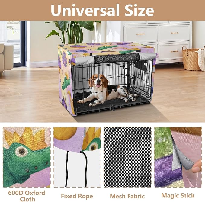 Dog Crate Cover Kennel Cover for Dog Cages Breathable for Wire Cage Indoor Outdoor Mardi Gras Crocodiles Colorful - Image 4