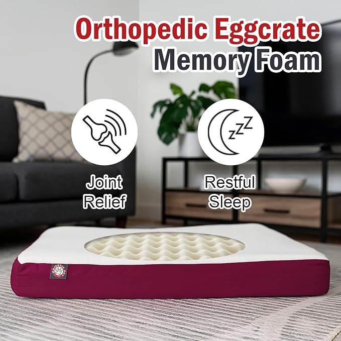 34x48 Burgundy Orthopedic Double Pet Bed By Majestic Pet Products-Large/Extra Large - Image 2