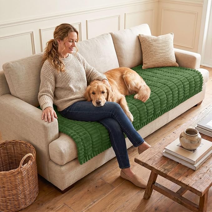 hyha Couch Cover for Dogs, Washable Non Slip Plush Flannel Sofa Protector | Thick Flannel, Silicone Anti-Slip Backing, Pet Hair & Scratch Protection, Fits Sofa & Loveseat (35.4" x 82.7") - Image 2