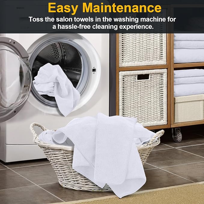 UNIMADE Salon Towels 48 Pack, Super Soft Microfiber Hand Towel | Highly Absorbent Hair-Drying Cloth for Gym, Bath, Spa Use and Home Beauty Care - White (16x29 inch) - Image 5
