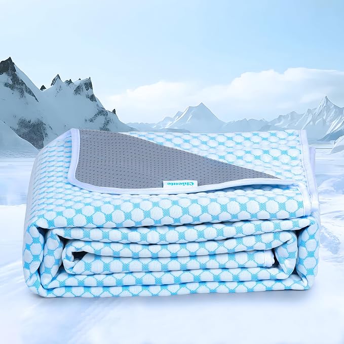Cooling Blanket for Dogs - Q-MAX>0.4 Waterproof Pet Throw Blanket Bed Cover, Non-Slip Dog Blankets for Couch Protector, Washable Furniture Cover for Summer, Pearl Blue,30x70 - Image 2
