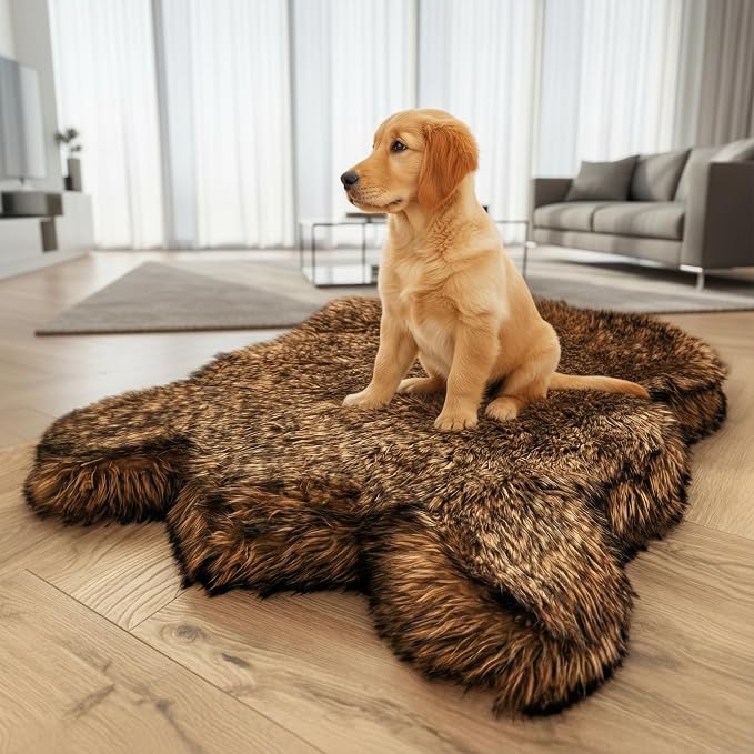 Faux Fur Orthopedic Dog Bed, Memory Foam, Brown 60"x35" | Plush Washable Dog Rug with Waterproof Machine Washable Cover, Calming for Anxious Senior Dogs, Relieves Joints - Image 8