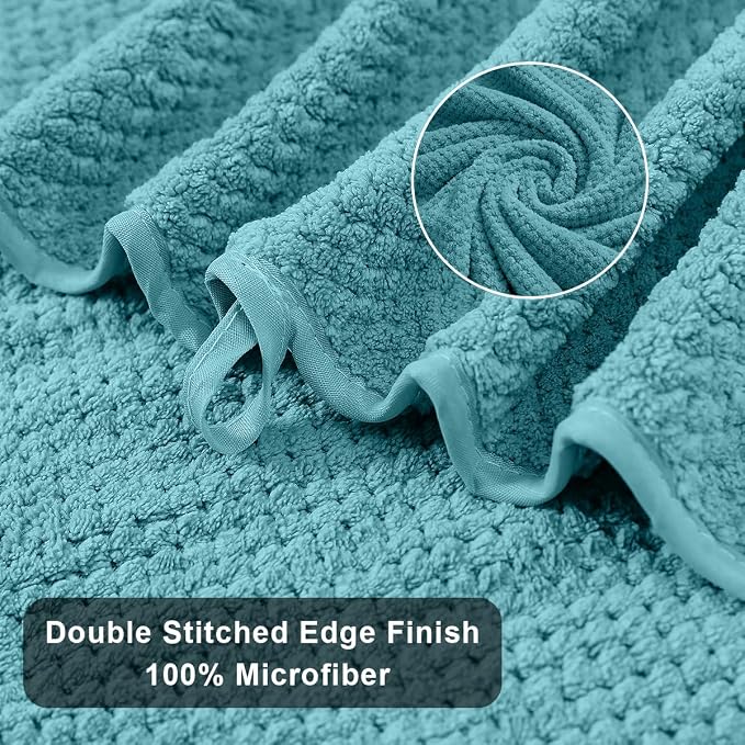 8-Piece Aqua Bath Towels Set,2 Oversized Large Bath Towels Sheet,2 Hand Towels and 4 Washcloths - 600 GSM Soft Luxury Towel Set,Highly Absorbent Quick Dry Towel Collection for Bathroom,Hotel and Spa - Image 9