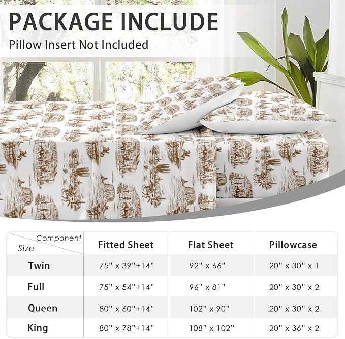 WeCozy Twin Size Bed Sheet Sets with Pillowcases, American Desert Cowboy 3 Pcs Soft Microfiber Bedding for Kids and Adults, Western Country Flat, Fitted Sheet for Bedroom Bed Decor - Image 6