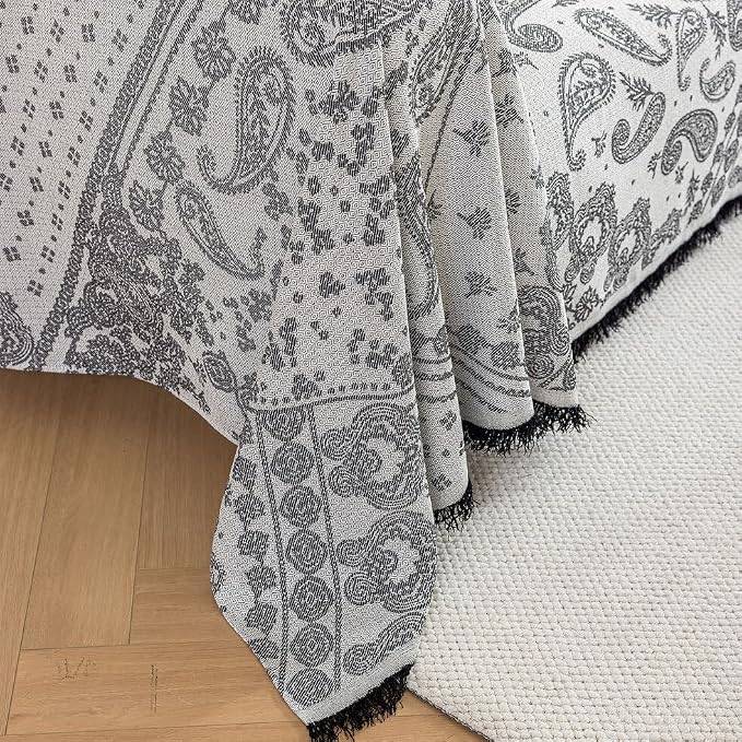 ROOMLIFE Black Couch Covers for Sofa, Sofa Covers Washable Non Slip Furniture Protector Couch Sofa Covers for 3 Cushion Couch, Breathable Sofa Slipcovers Couch Cover Blanket with Tassels 71" X 134" - Image 8