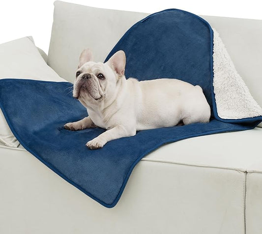Bedsure Waterproof Dog Blankets for Medium Dogs Washable Soft Warm, 30"X40" | Plush Sherpa Fleece Cat Puppy Blanket for Couch Protector, Reversible Cozy Calming Throw for Pet Indoor,Blue by Unknown