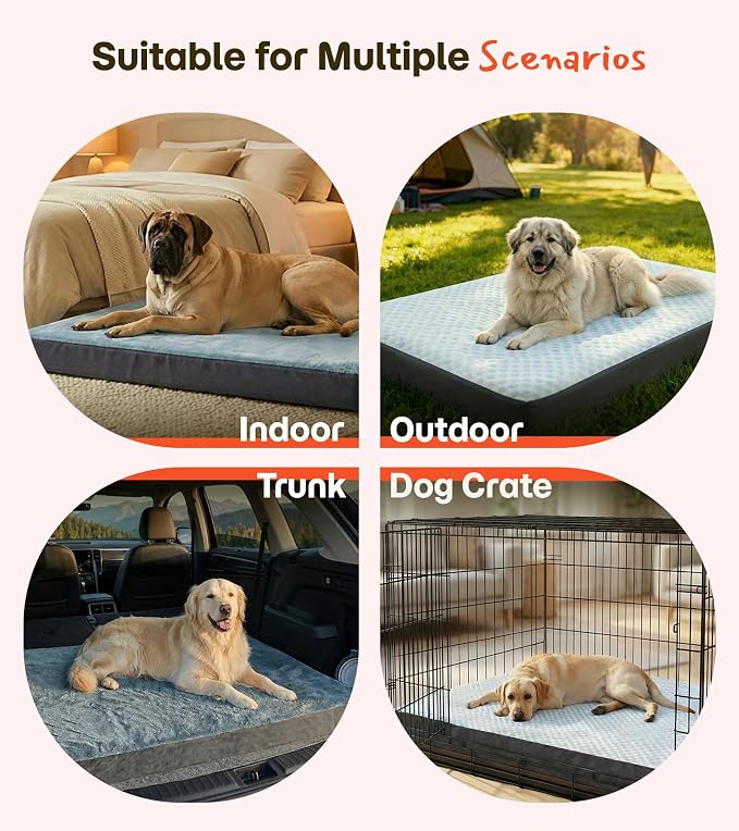 Orthopedic Cooling Dog Bed for Crate, Extra Large Cooling Mat for Dogs, Waterproof Dog Bed with Dual Surface Removable Washable Covers, 41 x 27 Inch Pet Bed with Egg Crate Foam - Image 7