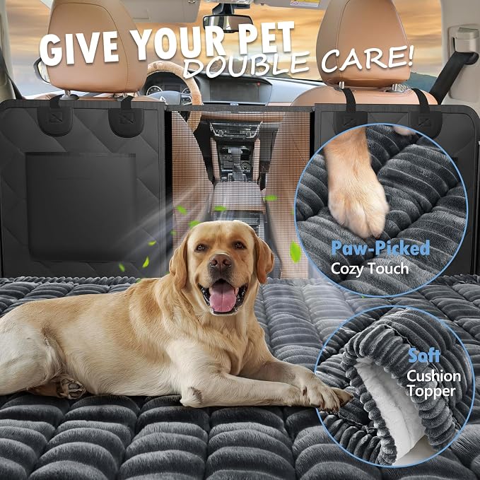 Dog Bed for Car Back Seat, Non-Slip Backseat Pet Mat Standard, 51''X23.5'' | Soft Blanket for Travel, Plaid Flannel, Quilted PP Cotton Filling, Non-Slip Backing, Machine Washable, Fit Backseat Extenders - Image 3