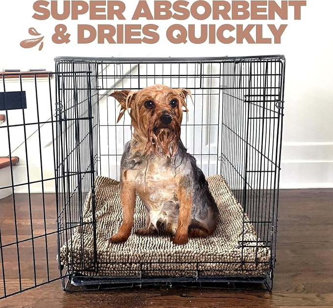 Soggy Doggy Crate Mate Dog Crate Pad, Beige, Large 23x36 | Reversible chenille pad; absorbs 7x its weight; fits wire, plastic crates & cars; puppy to senior dog; quick-dry - Image 2