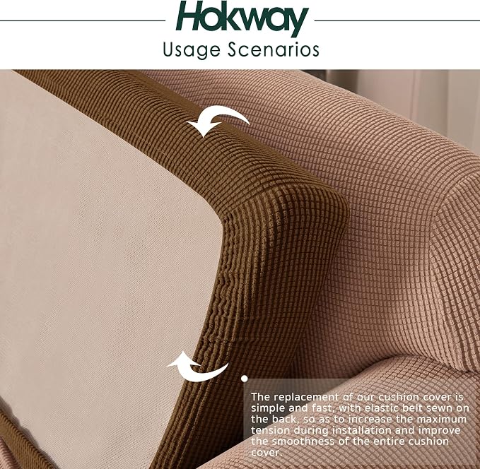 Hokway Couch Cushion Covers Stretch Cushion Covers Sofa Seat Cushion Slipcover Cushion Protector(Coffee, Medium) - Image 5