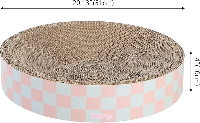 CSR1010E Nelson 20.13" Modern Cardboard Round Bowl Cat Scratcher with Catnip, Strawberry Milkshake - Image 3