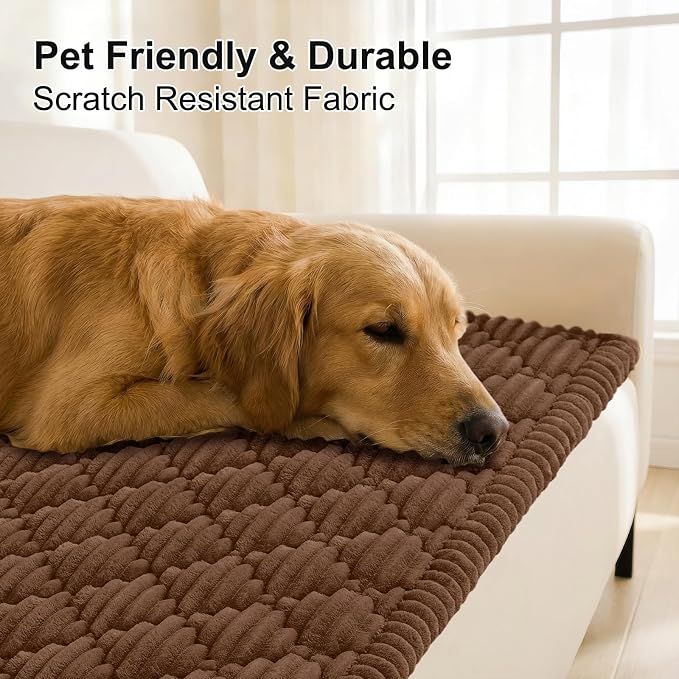 Smiry Couch Cover for Dogs Washable, Non Slip Fuzzy Pet Sofa Protector | Soft Thick Furniture Cover for Sofa, Loveseat and Sectional, Scratch & Pet Hair Resistant (Chocolate, 43" x 63") - Image 3