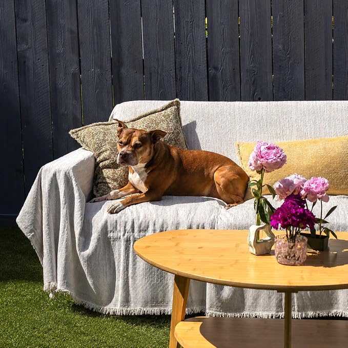 Couch Covers for Sofa, Couch Cover for Dogs, Water Resistant Non Slip Washable Chenille Sofa Cover, Loveseat Covers with Storage Bag, Pet Furniture Protector 71 x 118 Inches Cream White - Image 2