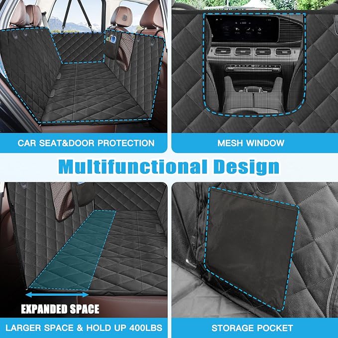 Kytely Back Seat Extender for Dogs,Hard Bottom Dog Car Seat Cover for Back Seat Support 400lb, Waterproof Dog Car Hammock Travel Bed for Car SUV Truck - Image 4