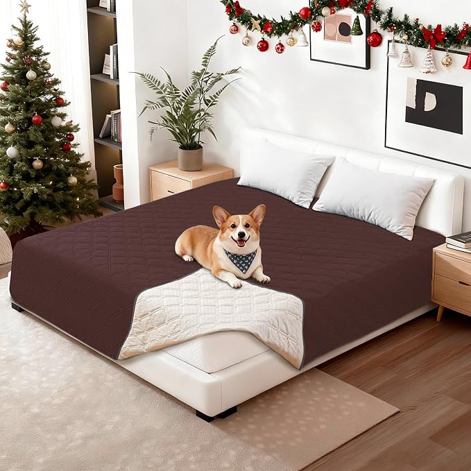 Waterproof Couch Covers for Pets, Waterproof Dog Bed Cover, Anti-Slip Soft Dog Blankets, Couch Cover for Dogs Washable, Pet Blanket for Puppy Large Dogs Cat (82x102 Inch, Coffee) by CYCMACOHOME