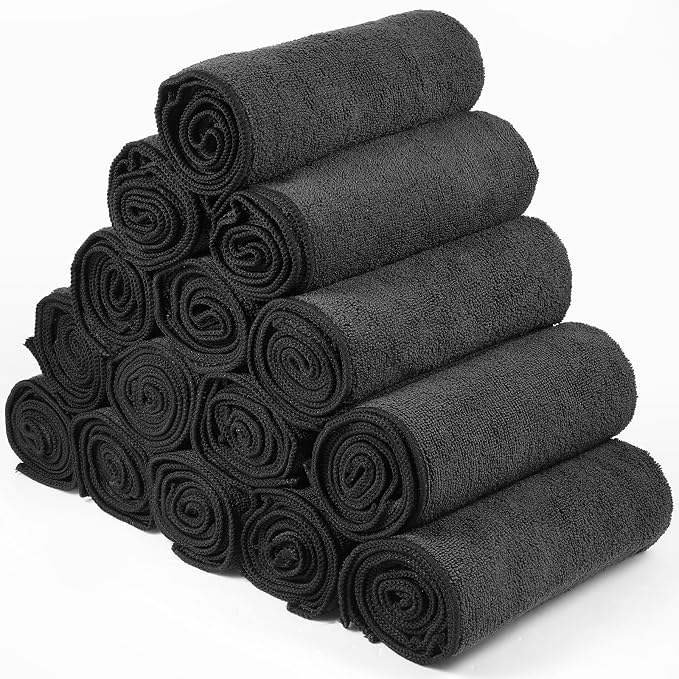 Shimeyao 40 Pack Bleach Proof Towels Microfiber Absorbent Resistant Hair Hand Towels Bulk Quick Dry for Barber Gym Bath Spa Shaving (Black White Grey,16 x 29 Inch) - Image 4