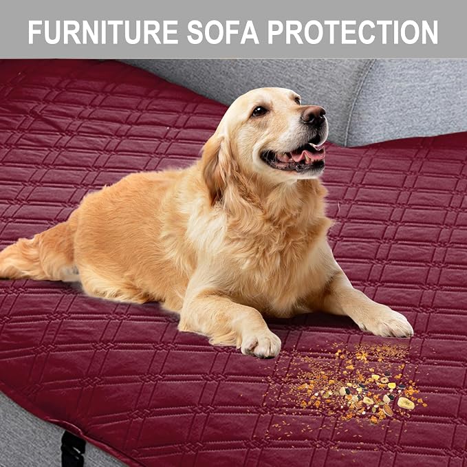 Genina L Shape Couch Cover, Sectional Couch Chaise Covers, Waterproof Washable Sofa Covers for Right L Shape Chaise Lounge, Anti-Slip Sofa Slipcovers for Dogs Cats Pet Friendly (Burgundy) - Image 6
