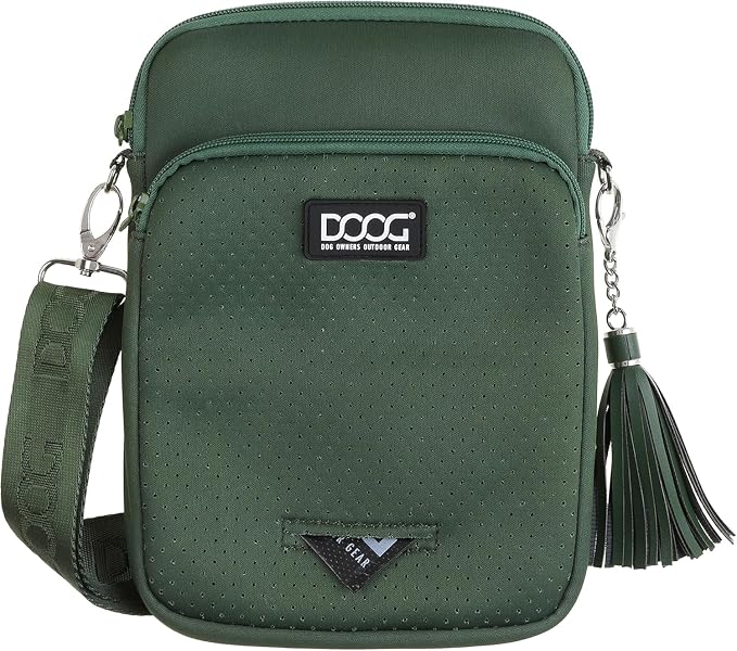 DOOG Neosport Walkie Bag - Lightweight Neoprene Dog Treat Pouch & Crossbody Shoulder Bag with Built-in Poop Bag Dispenser - Hands-Free Everyday Essentials - Green by DOOG