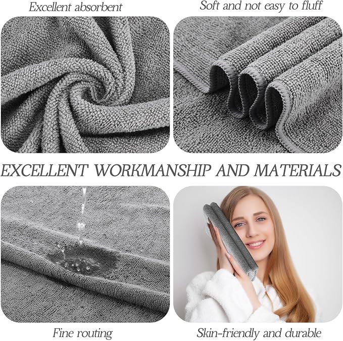 Shimeyao 50 Pack Bleach Proof Towels Microfiber Absorbent Resistant Hair Hand Towels Bulk Quick Dry for Barber Gym Bath Spa Shaving (Light Grey,16 x 29 Inch) - Image 3