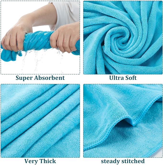 Tegeme 6 Pcs Microfiber Bath Towel Set 30 x 60 Bath Towel, Quick Drying, Oversized, Soft, Absorbent Sweat, Large Fitness Towels for Beach Bathroom, Sports, Yoga, Pool, Gym, Men & Women (Multicolor) - Image 2