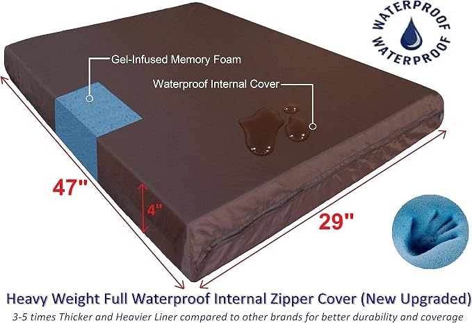 Dogbed4less Extra Large Orthopedic Memory Foam Dog Bed for Large Dogs with Durable Waterproof Internal Case, Removable Washable Denim Cover and Bonus Pet Bed Cover, 47X29X4 Fits 48X30 Dog Crate, Blue - Image 2