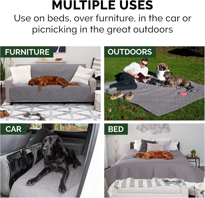 Furhaven Waterproof & Non-Slip Queen Size Mattress Cover Protector for Dogs & Cats, Washable, For Beds, Couches, & Car Seats - Quilted Twill Blanket Mattress Cover - Gray, Large/Queen Size - Image 11