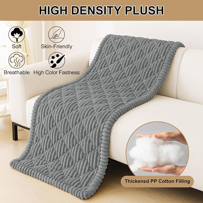 Smiry Couch Cover for Dogs Washable, Non Slip Fuzzy Pet Sofa Protector | Soft Thick Furniture Cover for Sofa, Loveseat and Sectional, Scratch & Pet Hair Resistant (Grey, 27.6" x 47") - Image 9
