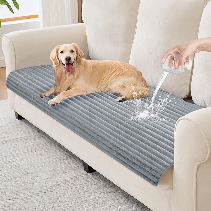 100% Waterproof Couch Covers for Dogs, 35"×70.9" Washable Couch Cover, Non Slip Sectional Couch Covers for 3 Cushion Sofa Cover Pet Friendly, Cat and Dog Couch Bed Cover-Light Grey by Unknown