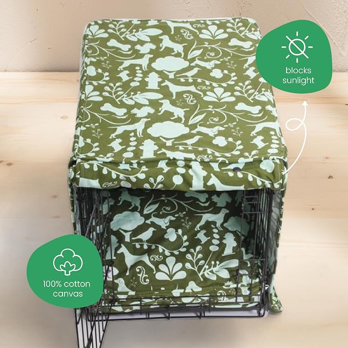 Molly Mutt Amarillo by Morning Dog Crate Cover, 100% Cotton Canvas Cover with 2 Roll-Up Panels, Ideal for Dog or Cat Crate, Durable, Washable, and Free of Harmful Chemicals, 42" x 28" x 31" - Image 4