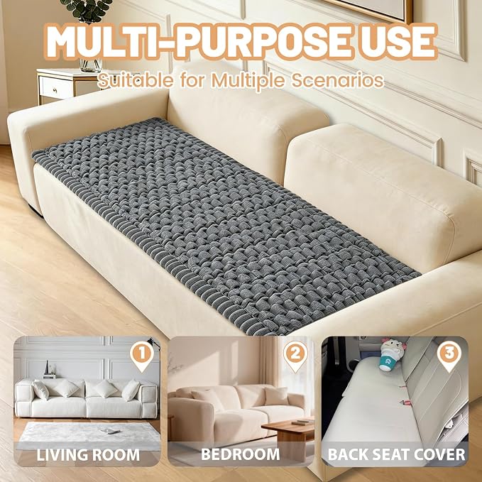 Couch Cover for Dogs Washable,Non Slip Fuzzy Durable Pet Friendly Cozy | Soft Slipcovers for 3 Cushion Sofa Cover,Plush Thick Protector Fits Mat Bed Leather & Fabric Couches (Grey 27.6"x82.7") - Image 5