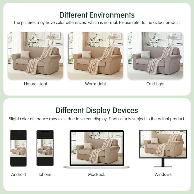 CHUN YI 3 Piece Velvet Couch Covers for 2 Cushion Couch, Water Resistant Loveseat Covers, Non Slip High Stretch Thick Furniture Protector for Dogs Pets, Medium, Camel - Image 9