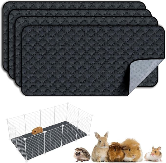 FunFurry Washable Guinea Pig Cage Liner - 4 Pack Reusable Washable Pee Pads，Waterproof Guinea Pig Bedding for Small Animal - Rabbit Bunny Hamster Puppy (Dark Grey, 24" X 47" - 4 Pack) by FUNUPFURRYLIFE