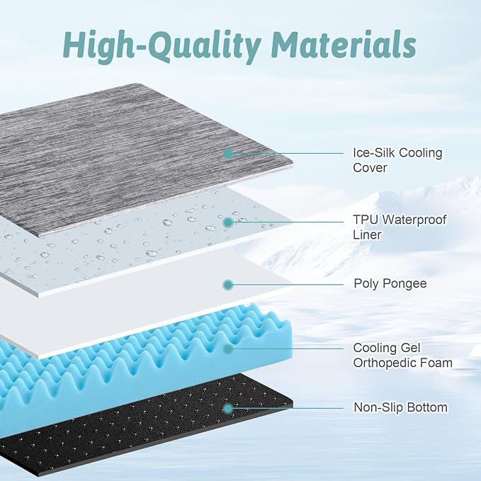 COZY KISS Cooling Orthopedic Dog Bed, Q-Max >0.5 Waterproof Egg Crate Foam Pet Bed with Removable Washable Cover, 36x27x3 Inch,Dark Grey - Image 6