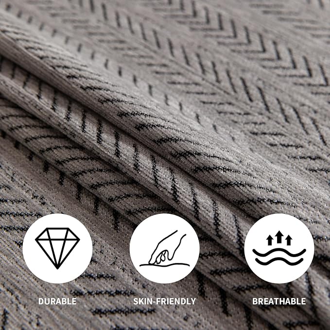 Dark Grey Sofa Covers Sectional Couch Cover Slipcovers Furniture Protector for Pets Kids, Chenille Strip Couch Throw Blankets Tassels Edge for 3 Cushion Couch, 71"x134" - Image 5