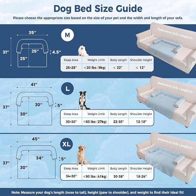 Medium Cooling Dog Bed Mat - 35 x 31 inch Waterproof Couch Cover for Dogs Washable, Non-Slip Bottom Self Cooling Mat for Dogs, Durable & Non-Gel, Dog Couch Bed for Sofa Floor Car, Light Blue - Image 7